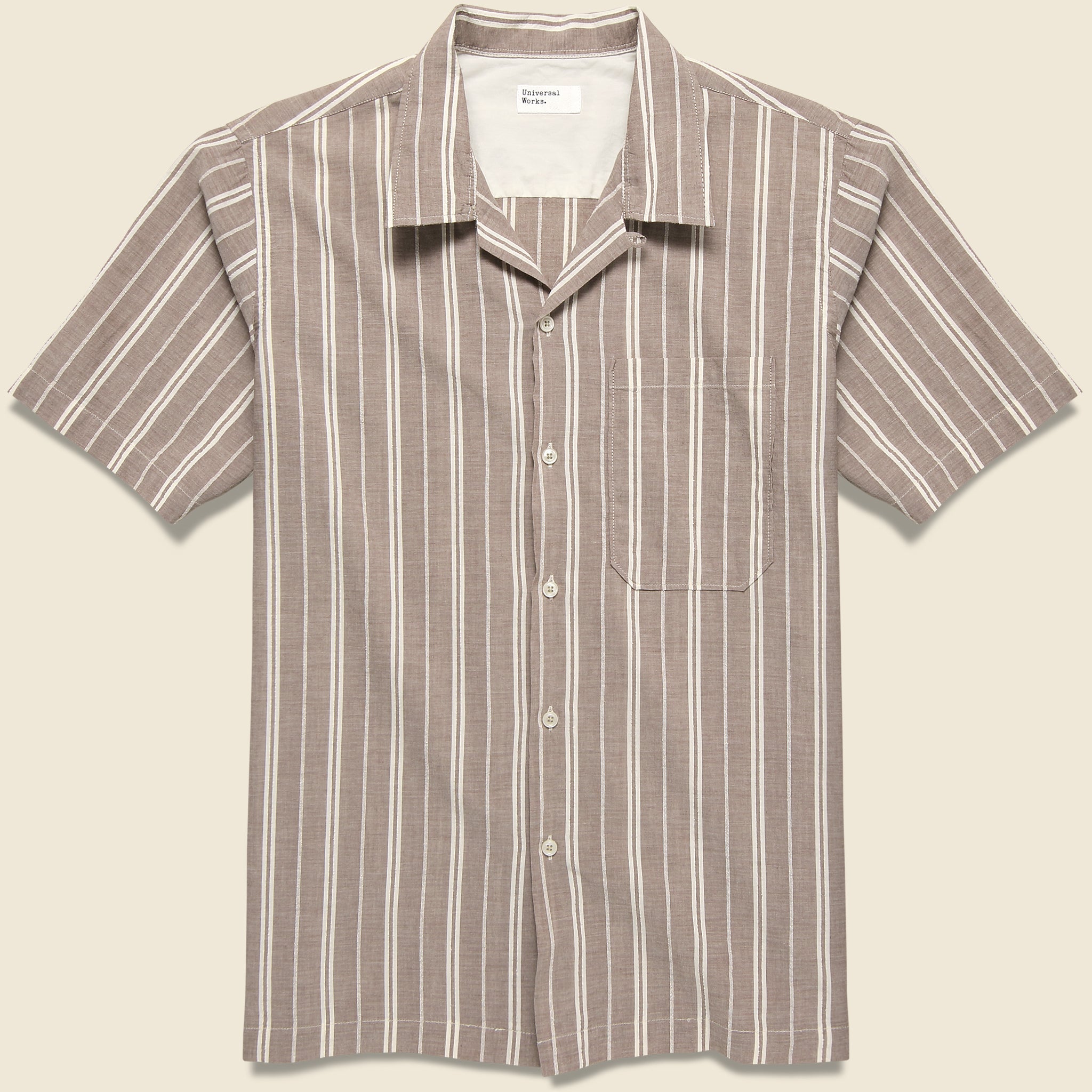 Nisi Cotton Camp Shirt - Brown - Universal Works - STAG Provisions - Tops - S/S Woven - Stripe