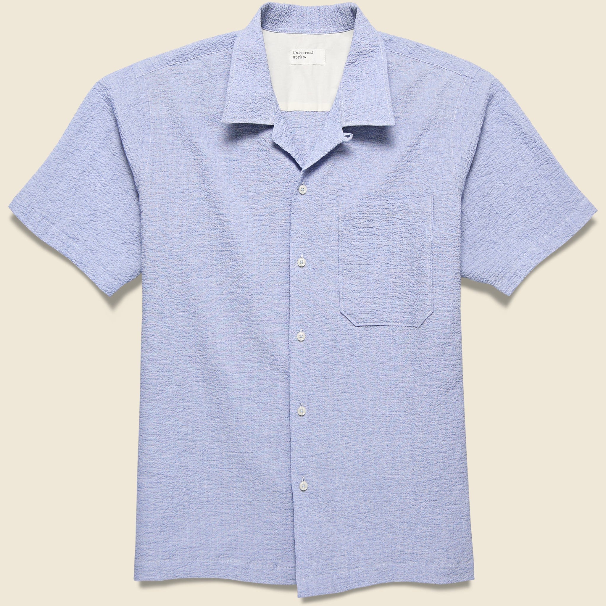 Seersucker Camp Shirt - Sky - Universal Works - STAG Provisions - Tops - S/S Woven - Seersucker