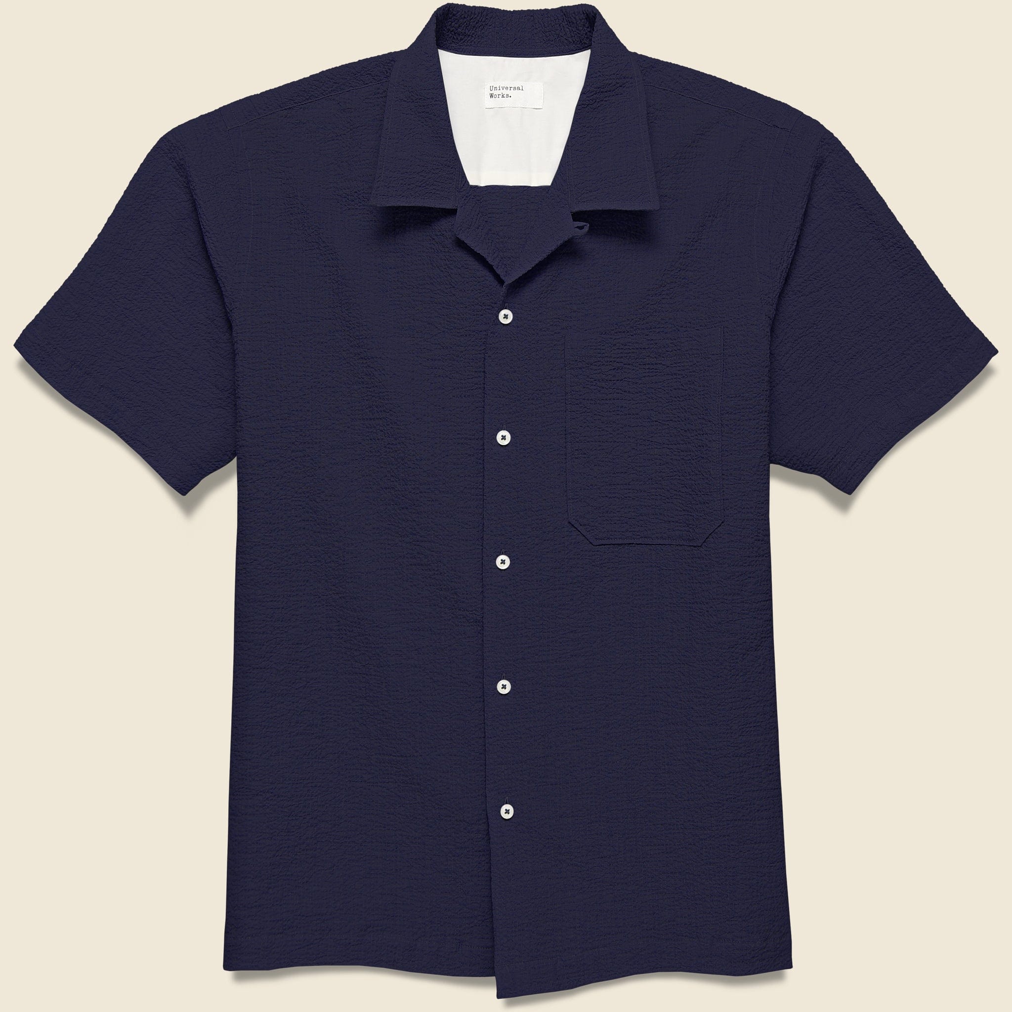 Seersucker Camp Shirt - Navy - Universal Works - STAG Provisions - Tops - S/S Woven - Seersucker
