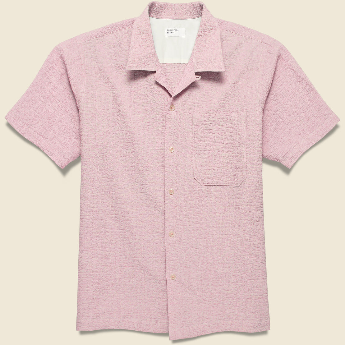 Universal Works Seersucker Camp Shirt - Pink