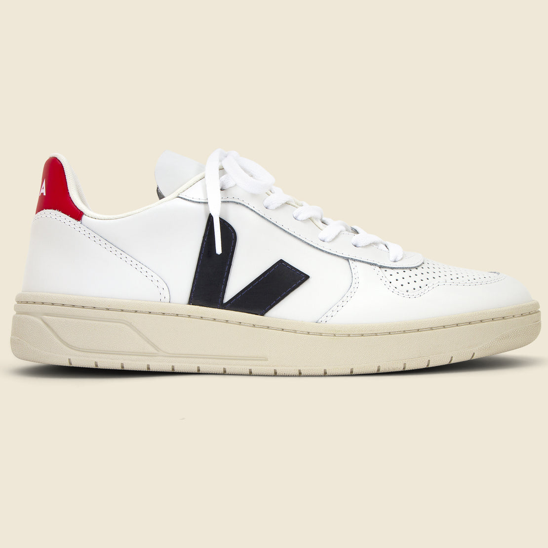 Veja V-10 Leather Sneaker - Extra White/Nautico
