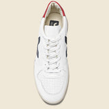 V-10 Leather Sneaker - White/Red/Navy - Veja - STAG Provisions - Shoes - Athletic