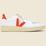 V-10 Leather Sneaker - White/Orange Fluo - Veja - STAG Provisions - Shoes - Athletic
