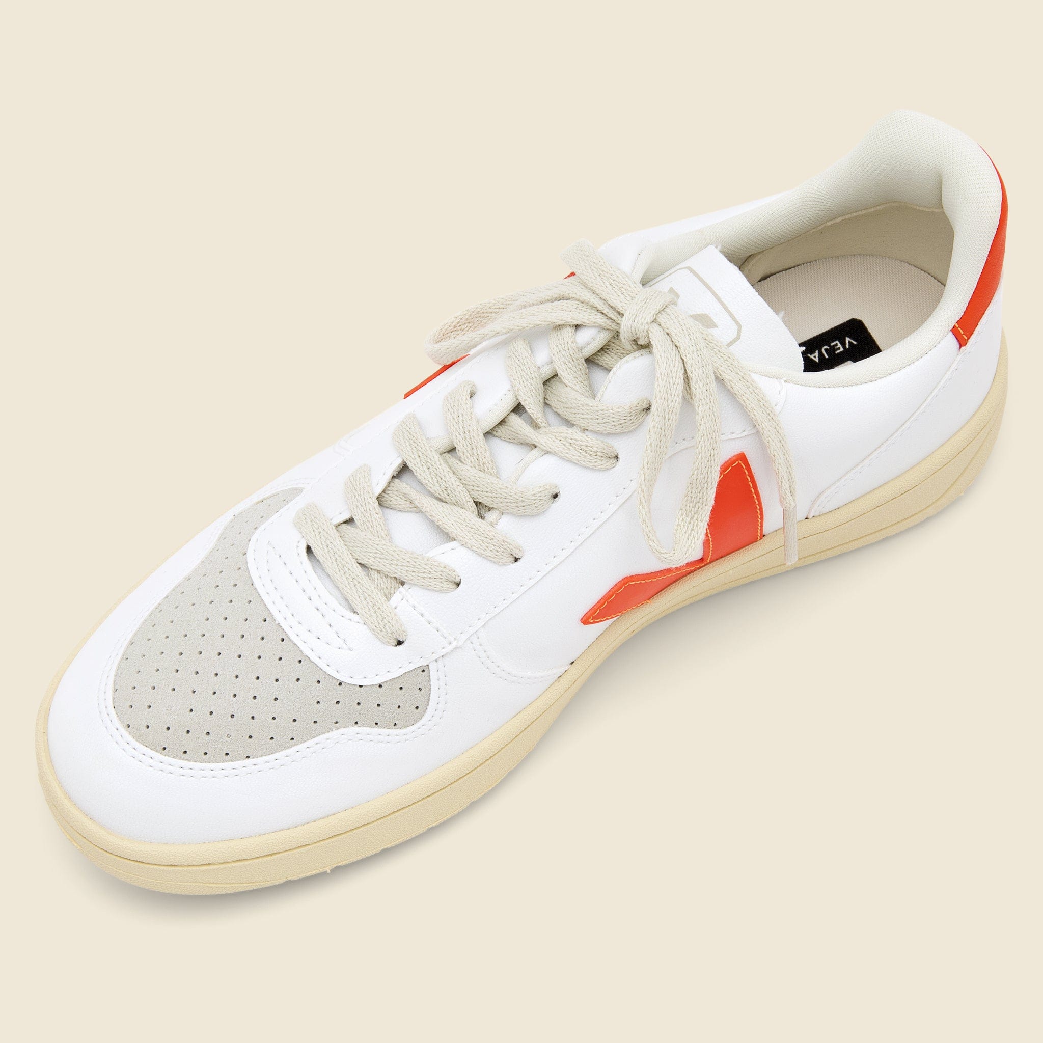 
                          V-10 Leather Sneaker - White/Orange Fluo - Veja - STAG Provisions - Shoes - Athletic
                        