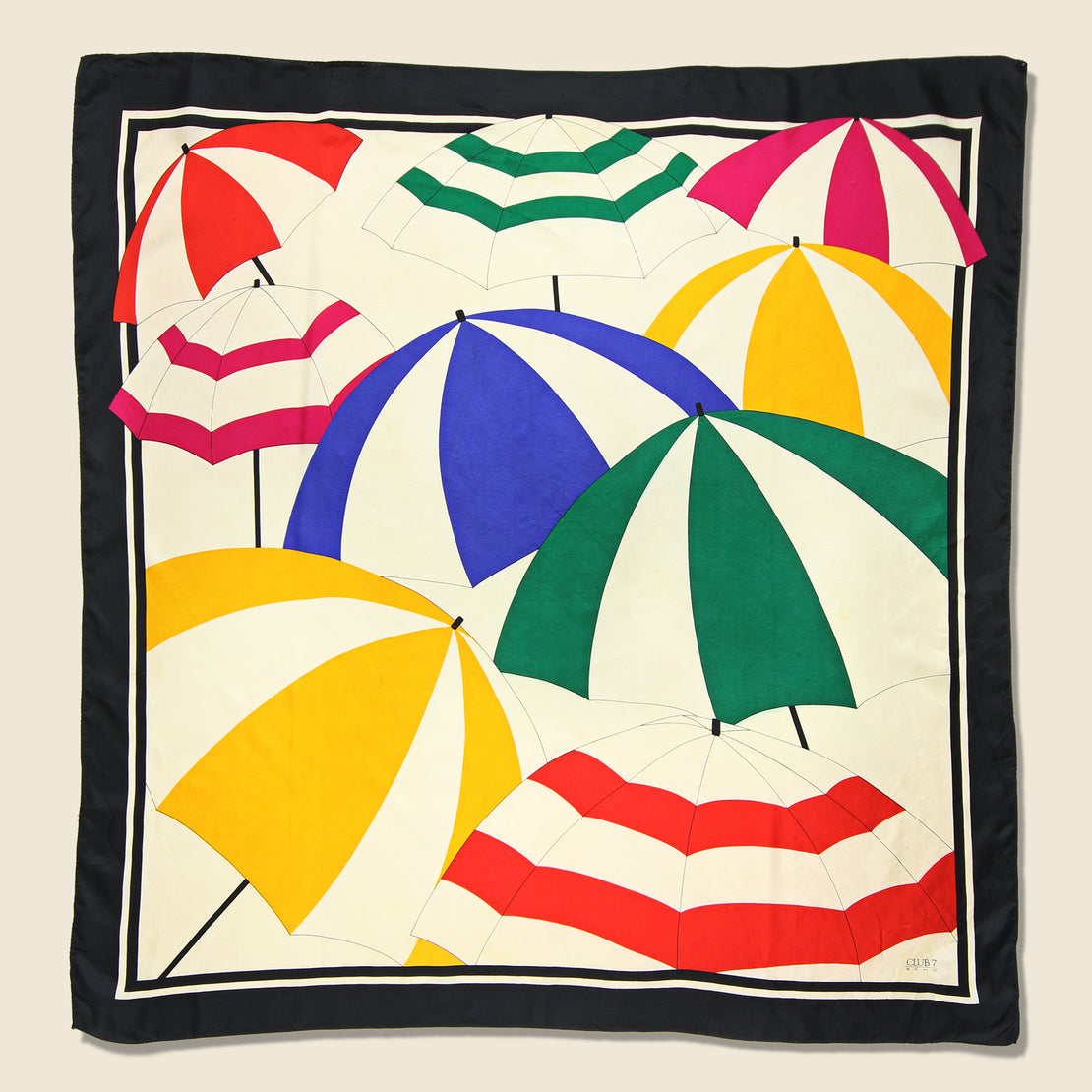 Vintage Beach Umbrella Italian Silk Scarf