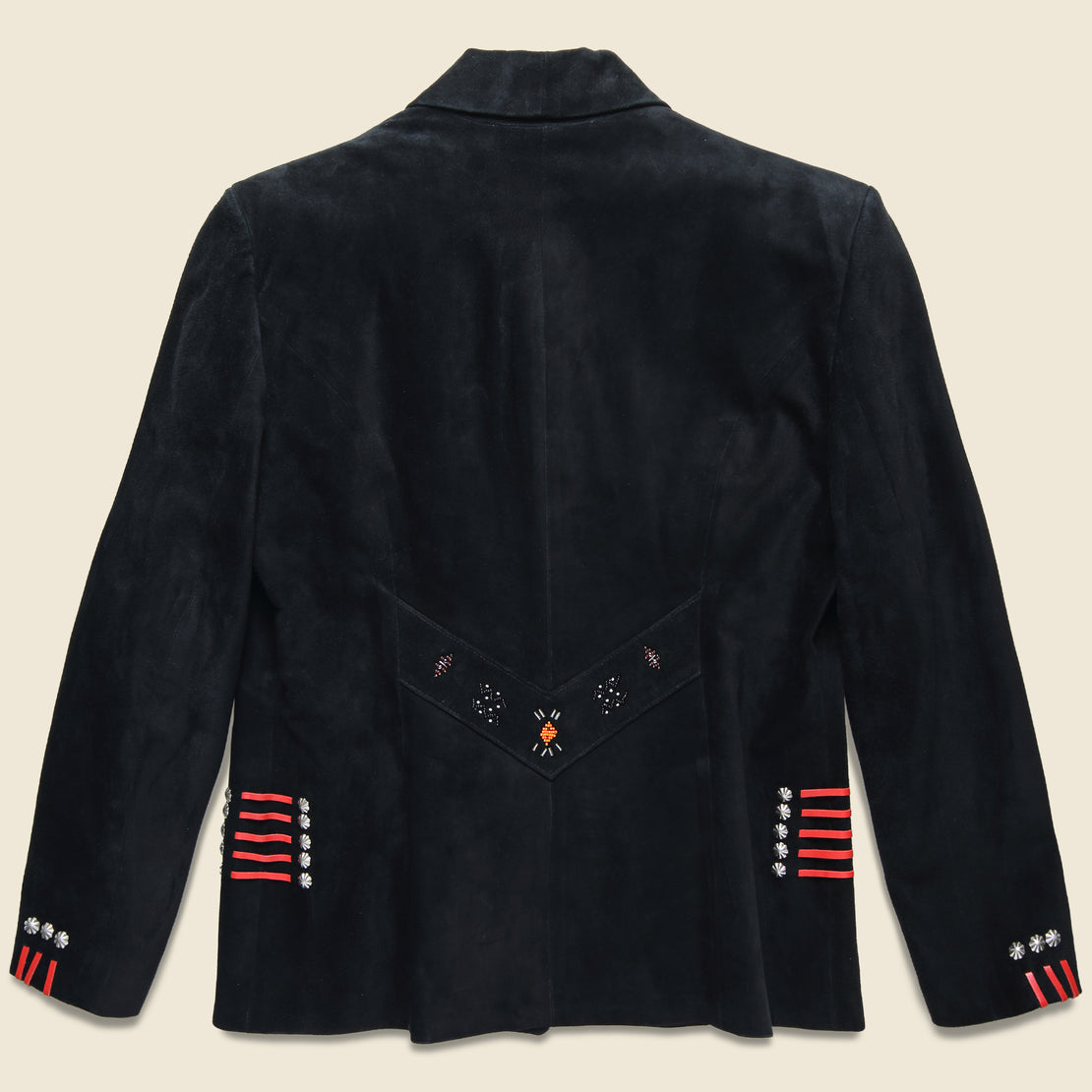 Frontier Bead & Concho Suede Jacket - Black - Vintage - STAG Provisions - W - One & Done - Apparel