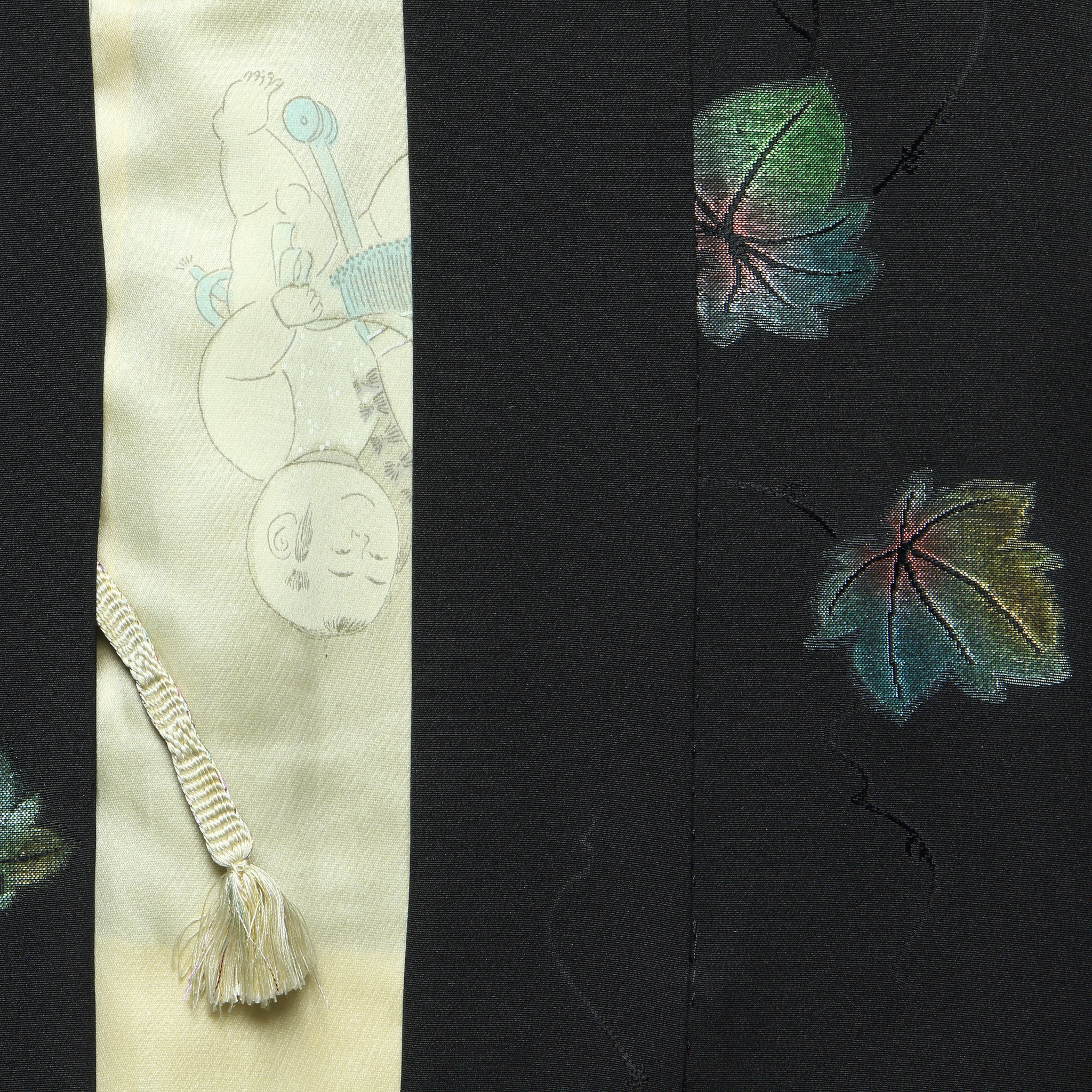 
                          Iridescent Maple Leaf Silk Kimono - Black - Vintage - STAG Provisions - W - One &amp; Done - Apparel
                        