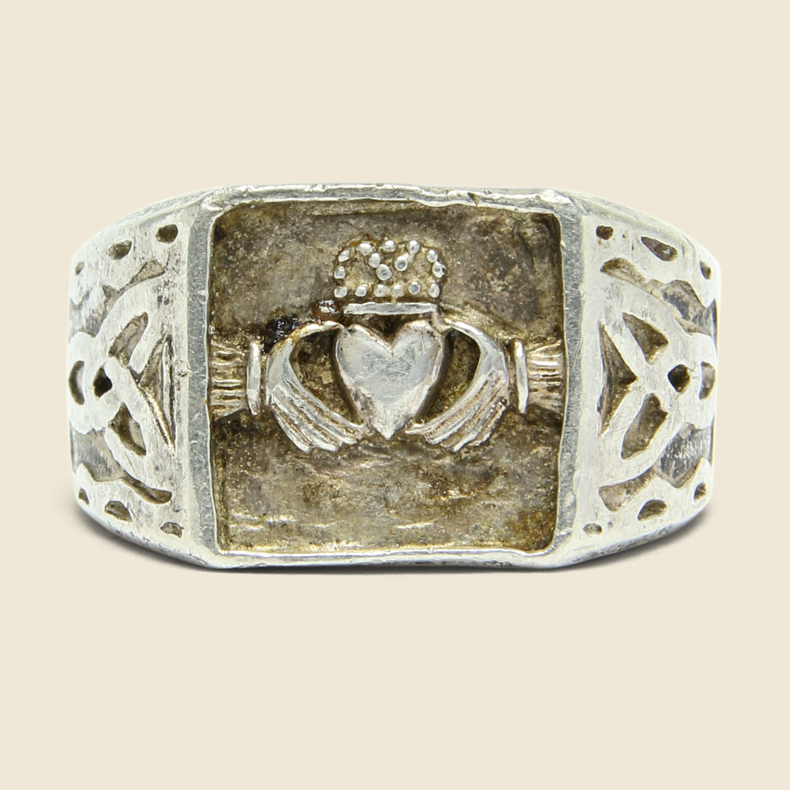 Claddagh & Celtic Knot Signet Ring - Sterling Silver - Vintage - STAG Provisions - W - One & Done - Accessories & Jewelry