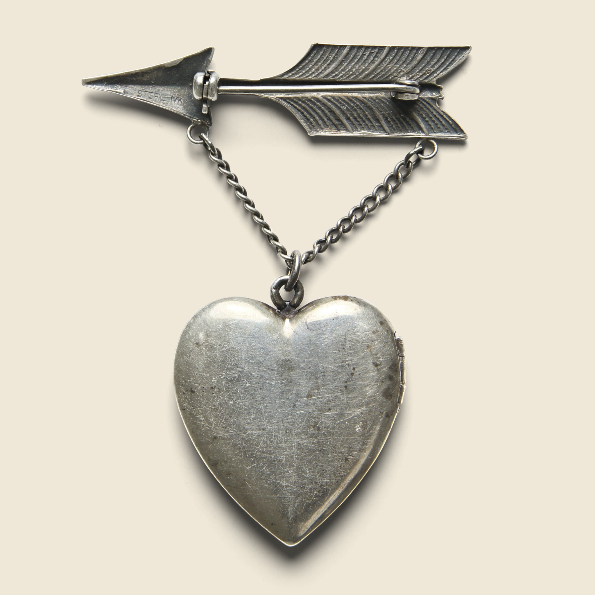 
                          Arrow &amp; Etched Heart Locket Pin - Sterling - Vintage - STAG Provisions - W - One &amp; Done - Miscellaneous
                        