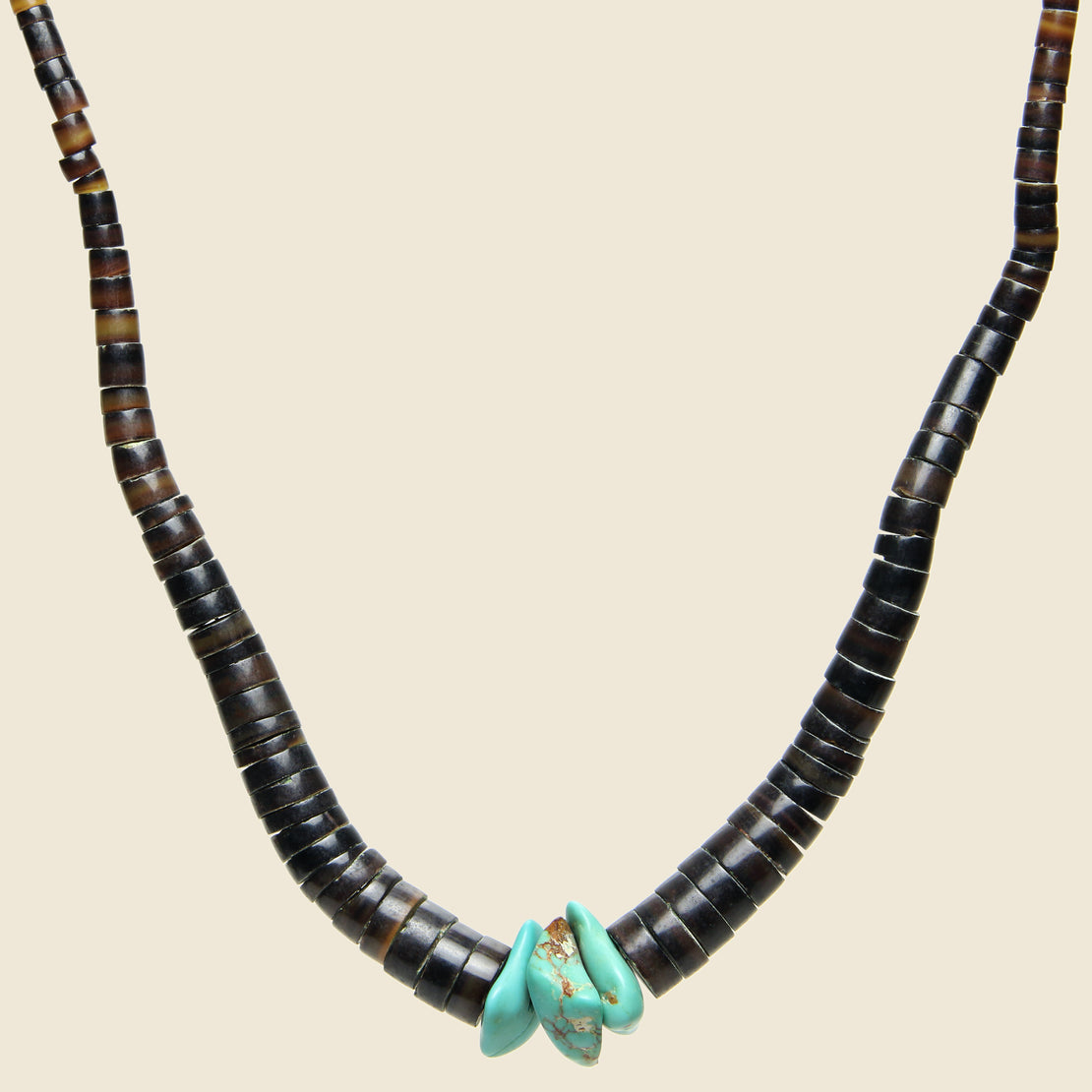 Three Turquoise Nugget & Shell Heishe Bead Necklace - Vintage - STAG Provisions - W - One & Done - Accessories & Jewelry