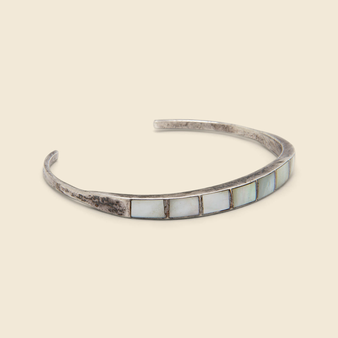 Rectangular Row Mother of Pearl Inlay Cuff - Sterling Silver - Vintage - STAG Provisions - W - One & Done - Accessories & Jewelry