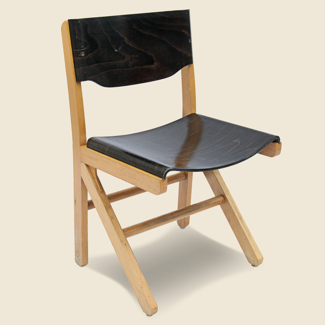 Vintage English Industrial Plywood Chair - Black