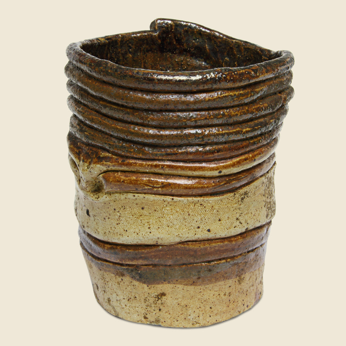 Vintage Mid-Century Hand Thrown Studio Pottery - Coil Vase