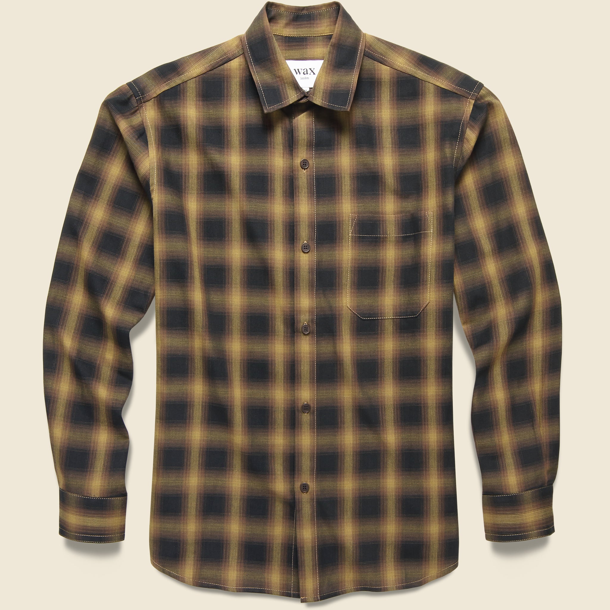 OZ Shirt - Brown Berkley Check - Wax London - STAG Provisions - Tops - L/S Woven - Plaid