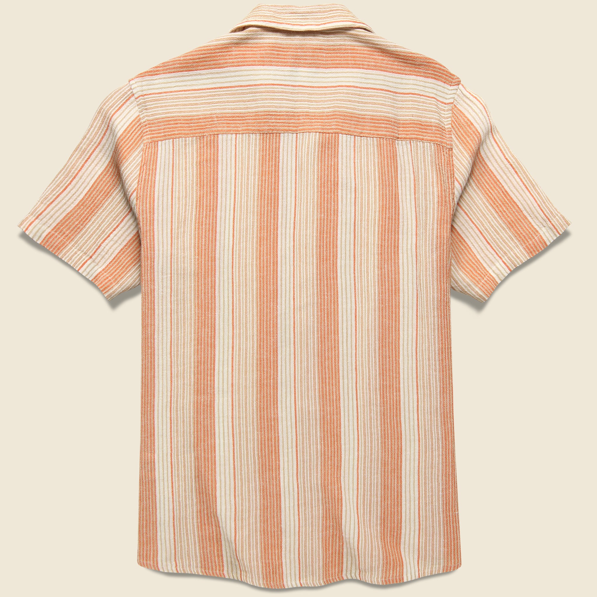 
                          Crinkle Stripe Shirt - Orange - Wax London - STAG Provisions - Tops - S/S Woven - Stripe
                        