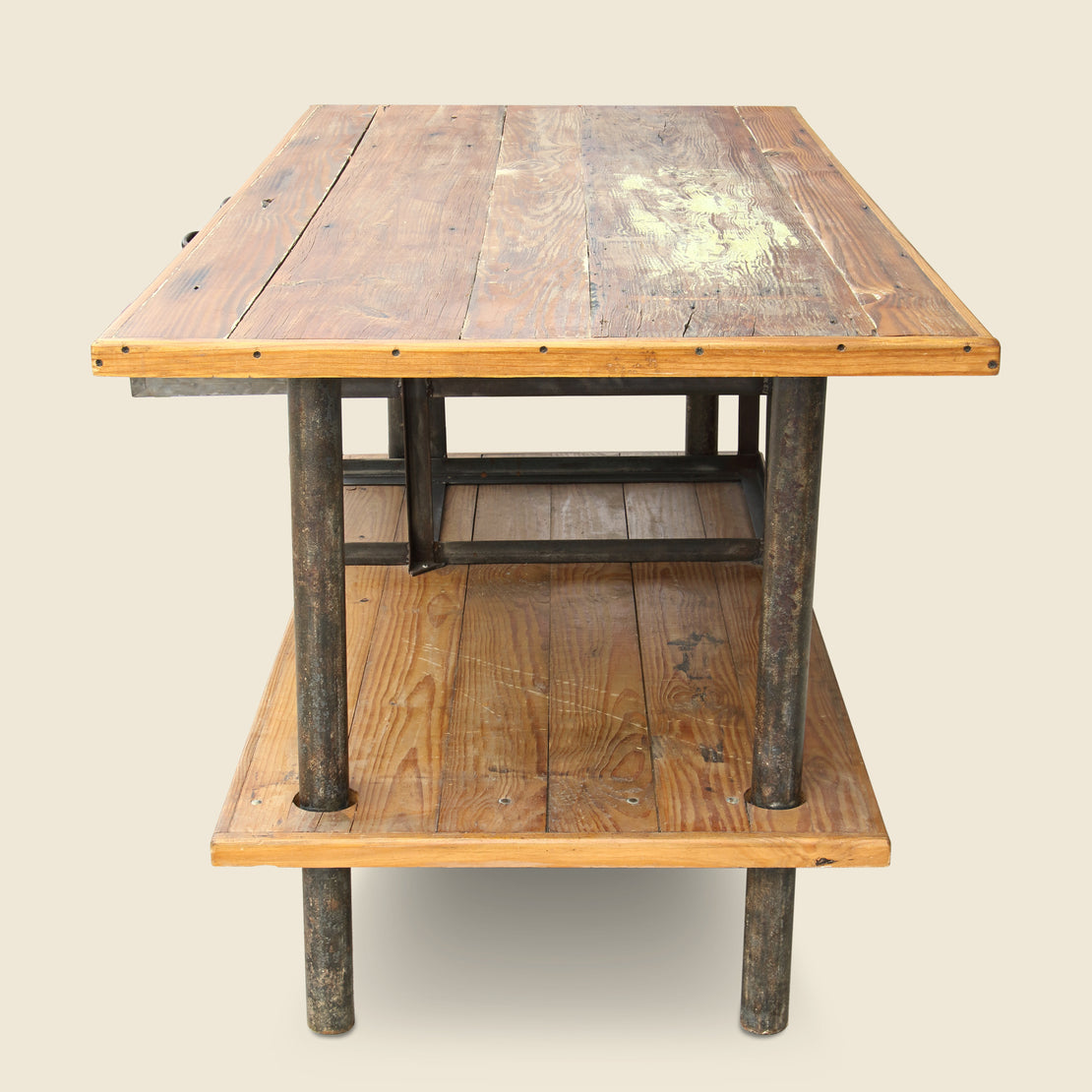 Wooden Industrial Table with Metal Drawers