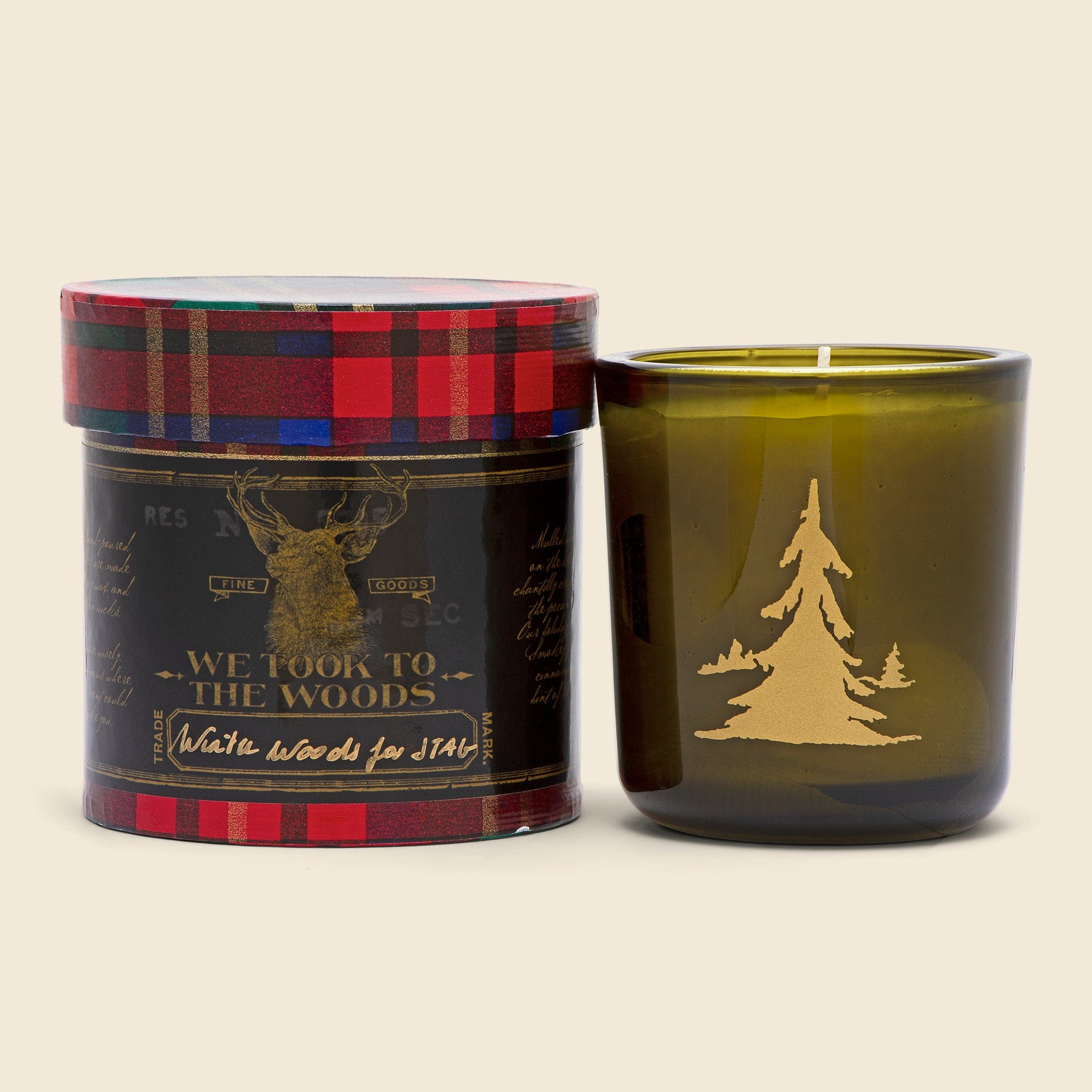 STAG Winter Woods Candle - Matte Tartan/Green Glass - We Took to the Woods - STAG Provisions - Home - Fragrance - Candle