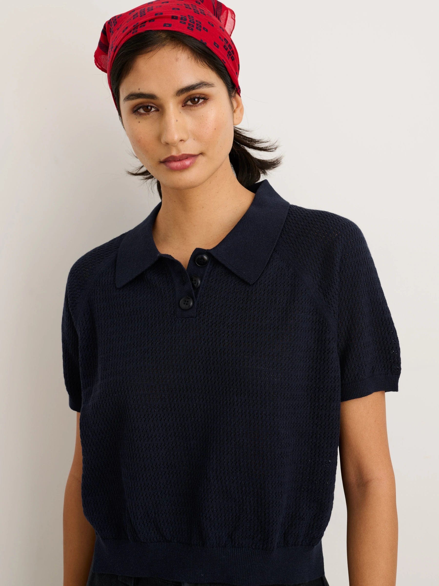 
                          Zoe Sweater Polo - Navy - Alex Mill - STAG Provisions - W - Tops - S/S Knit
                        