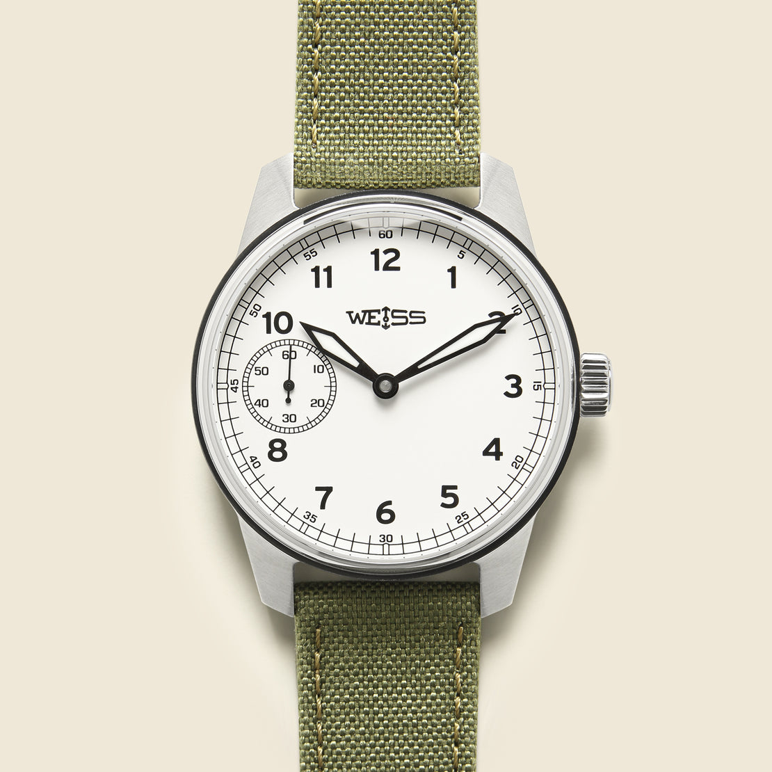 Weiss Watch Co Standard Issue Field Watch 42mm - White/Olive