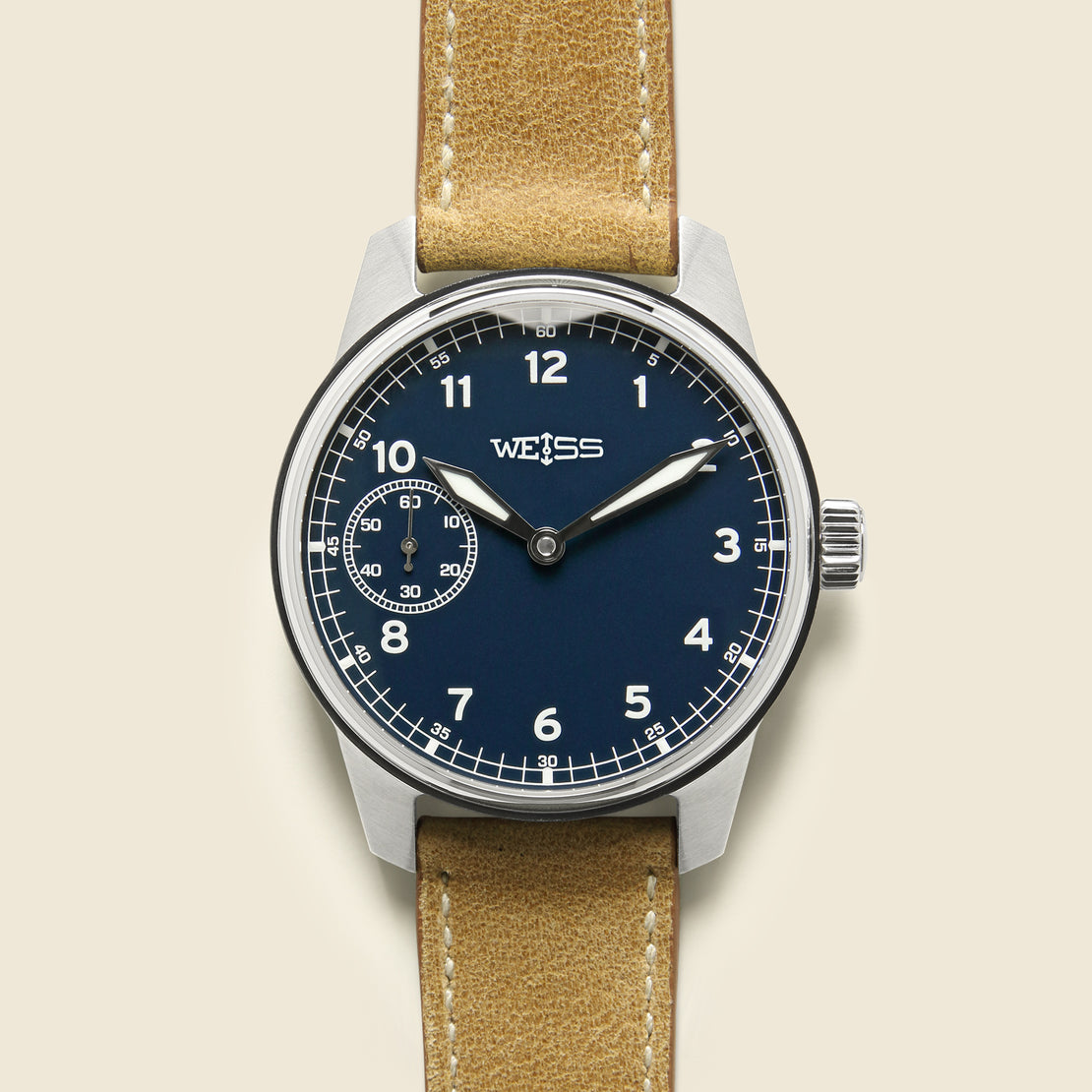 Weiss Watch Co Standard Issue Field Watch 42mm - Blue/Brown