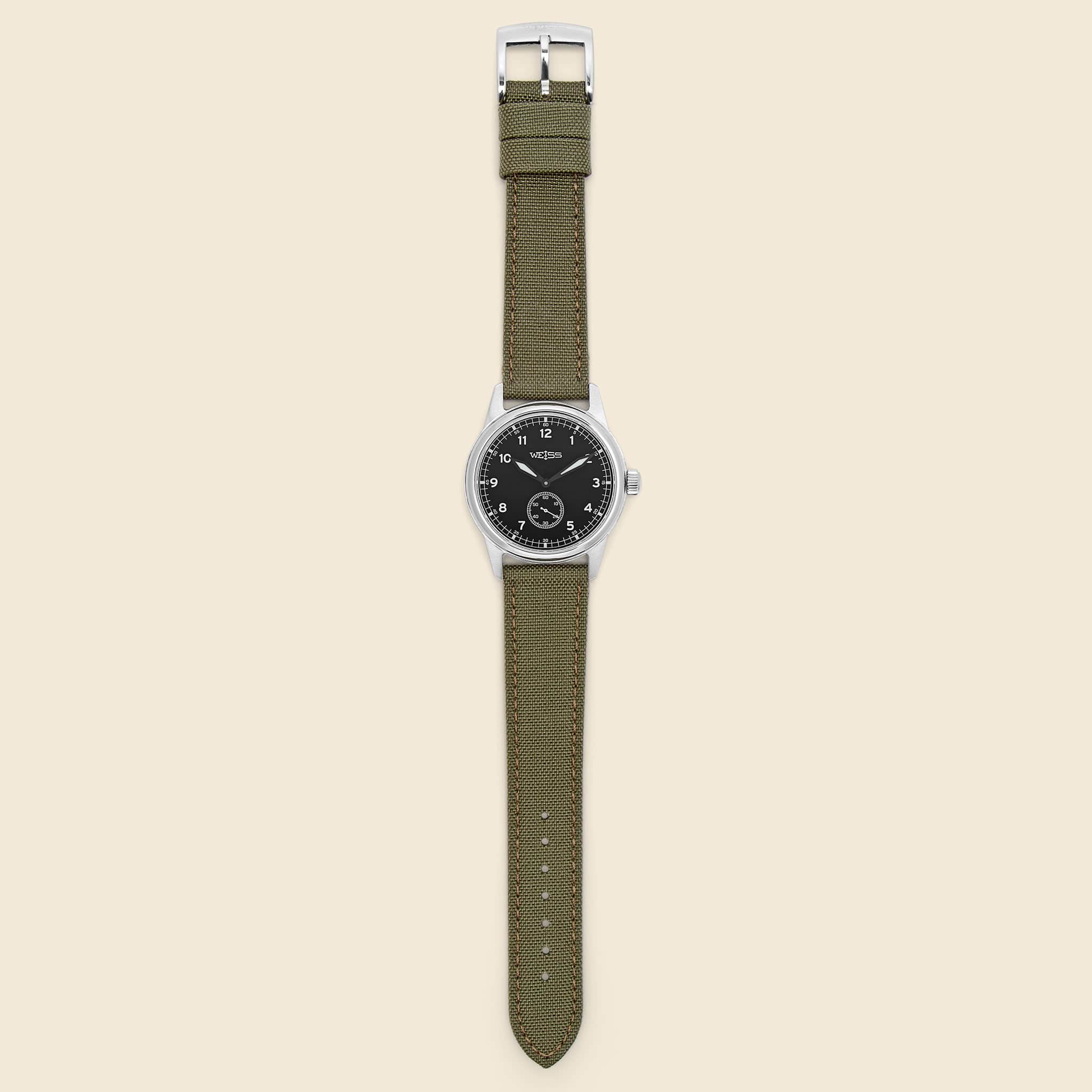 
                          Standard Issue Field Watch 38mm - Black/Olive - Weiss Watch Co - STAG Provisions - Accessories - Watches
                        