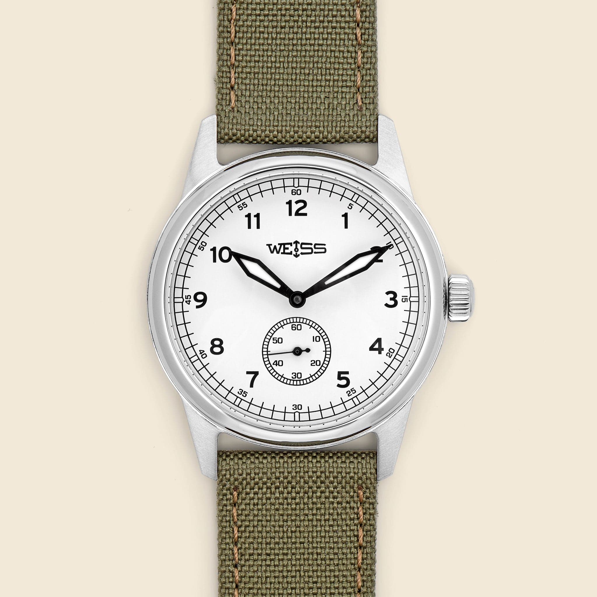 Standard Issue Field Watch 38mm - White/Olive - Weiss Watch Co - STAG Provisions - Accessories - Watches
