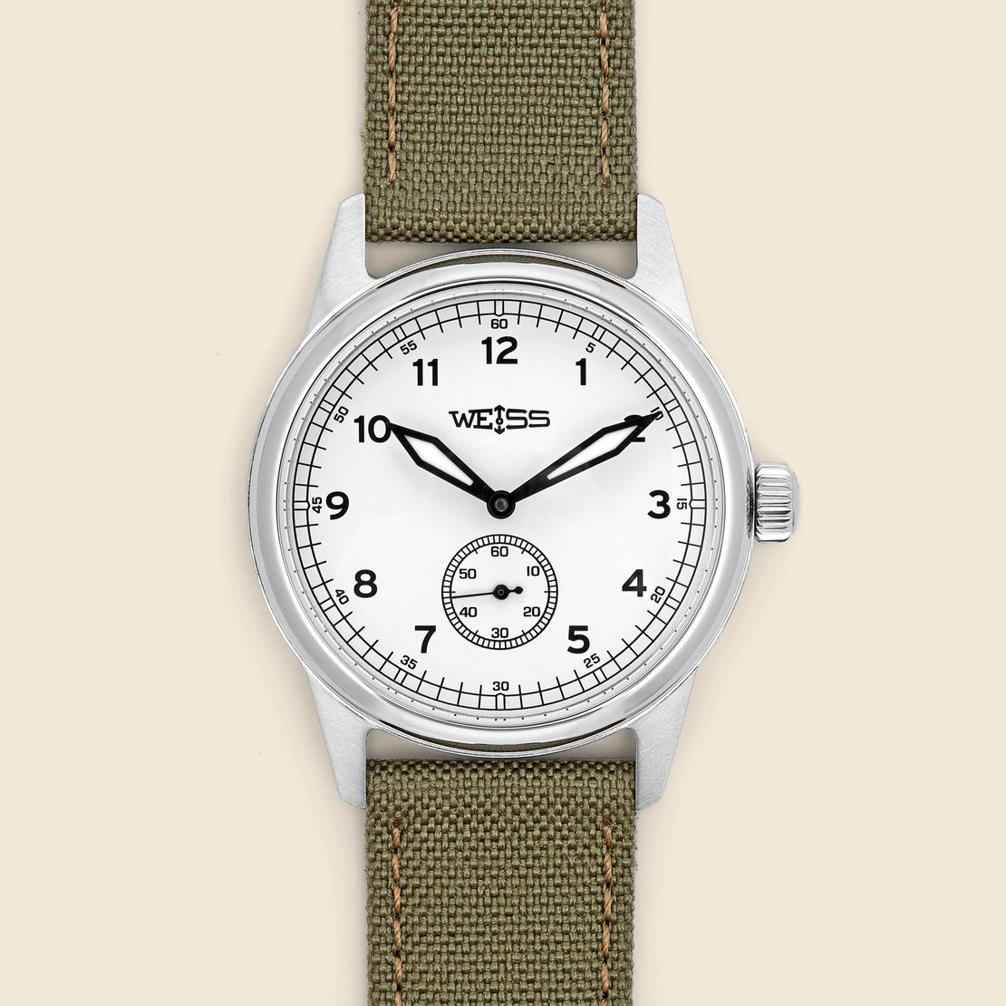 Weiss Watch Co Standard Issue Field Watch 38mm - White/Olive