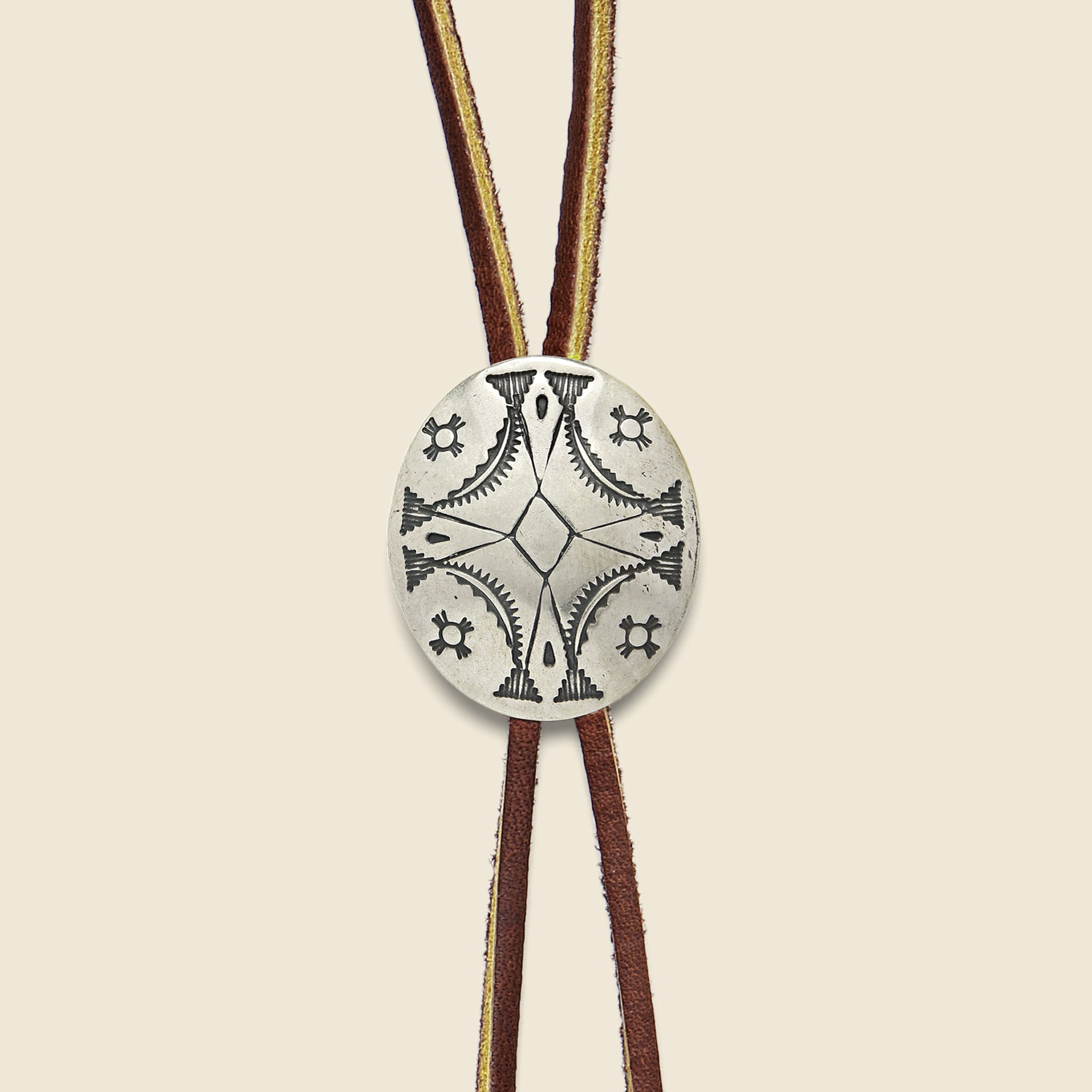 
                          Geometric Concho Bolo Tie - Brown - Yuketen - STAG Provisions - Accessories - Necklaces
                        