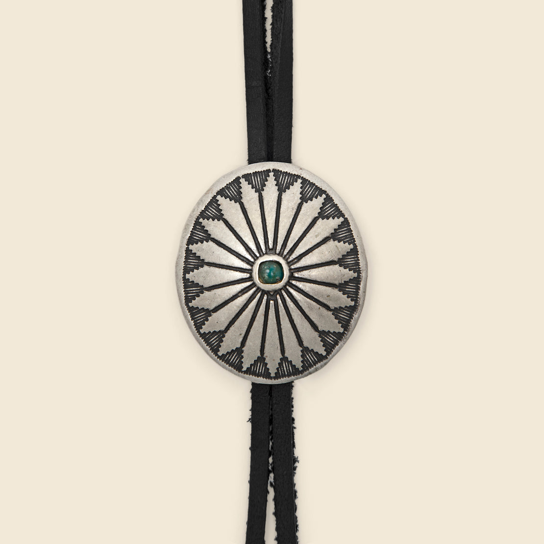 Leather Bolo Tie with Concho - Black/Turquoise - Yuketen - STAG Provisions - Accessories - Necklaces