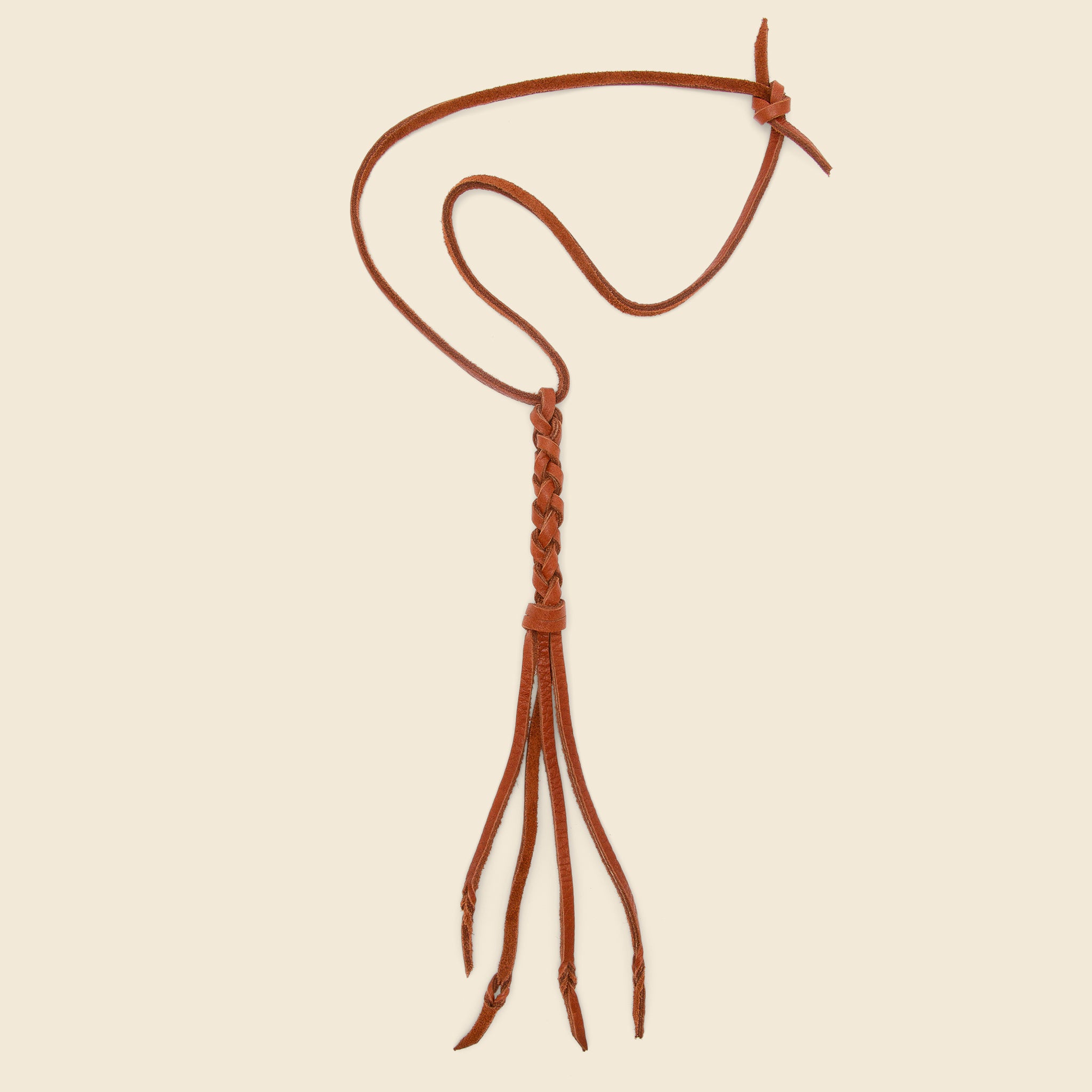 Braided Leather Necklace - Rust