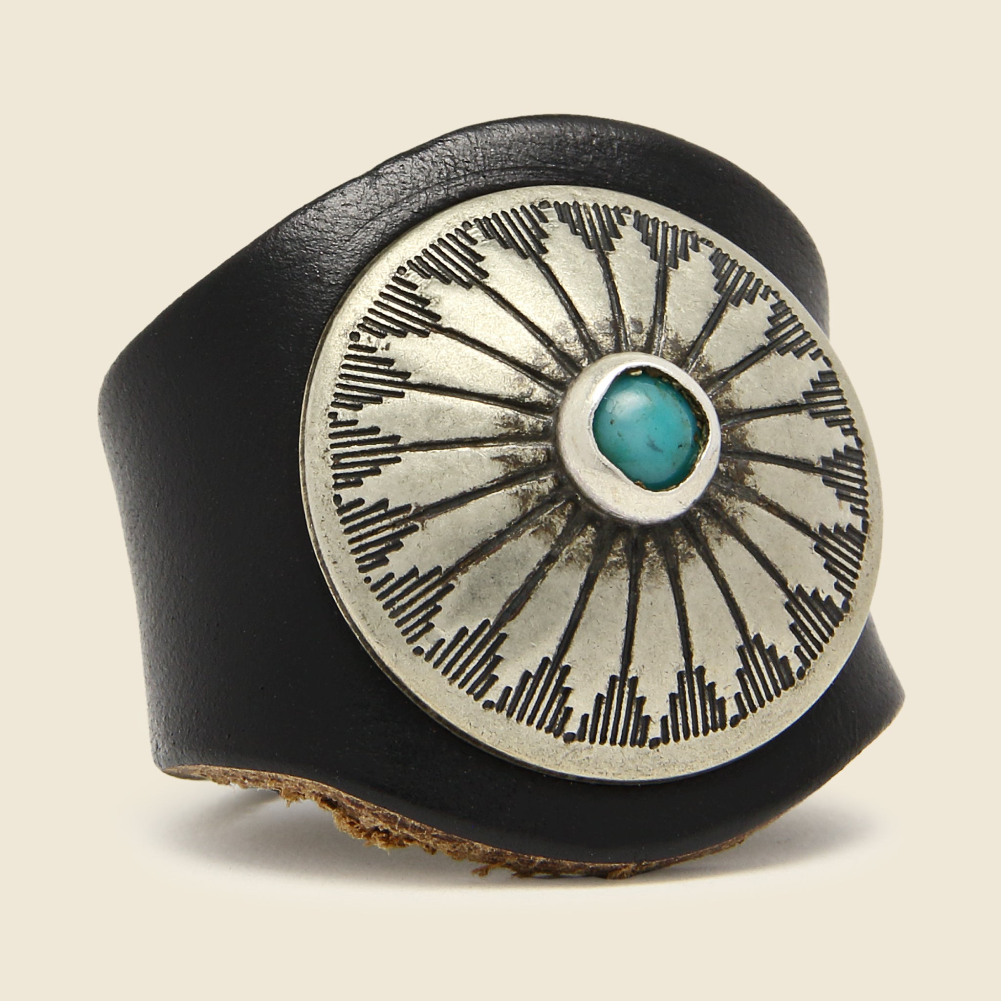 
                          Leather Concho Ring - Black/Turquoise - Yuketen - STAG Provisions - Accessories - Rings
                        