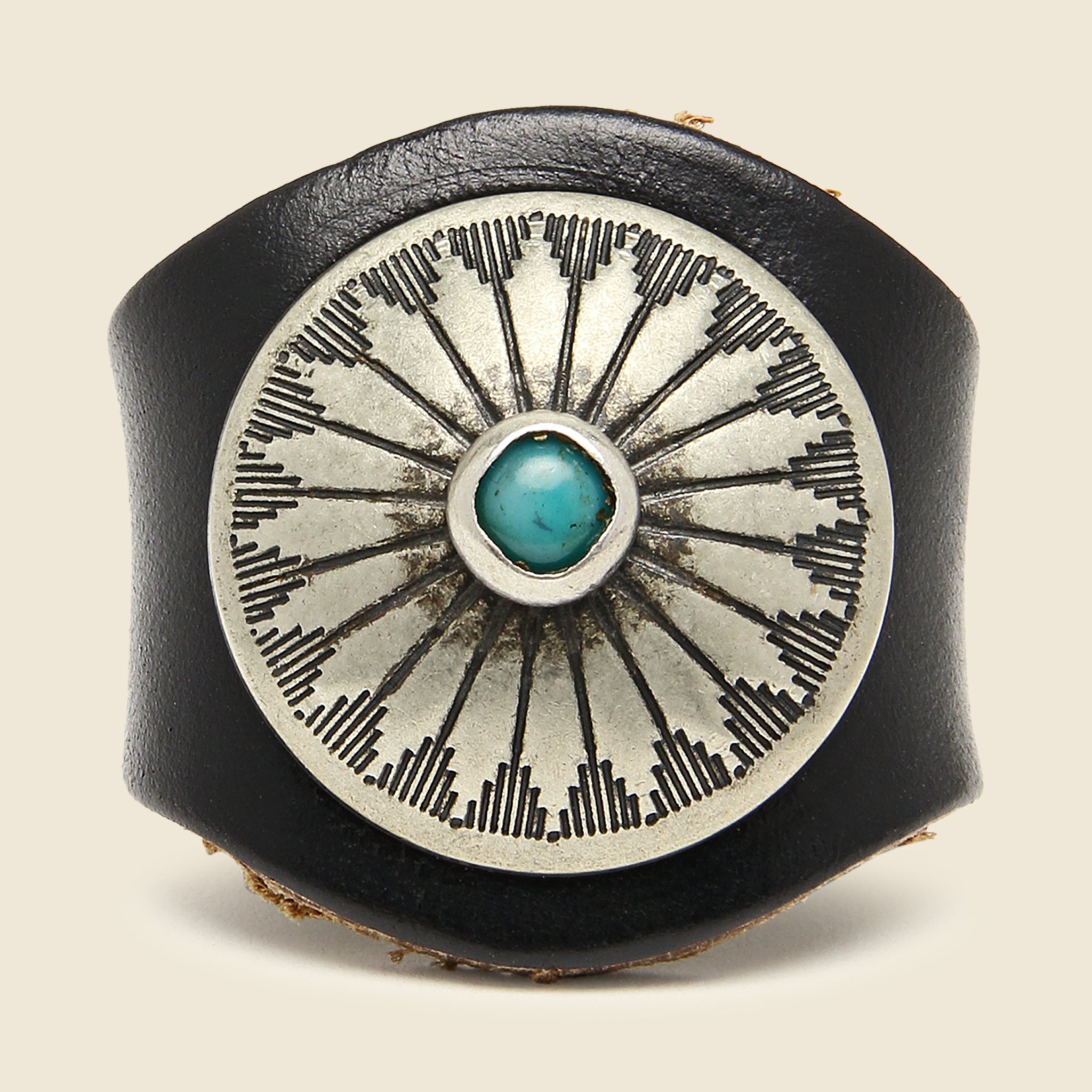 Leather Concho Ring - Black/Turquoise - Yuketen - STAG Provisions - Accessories - Rings
