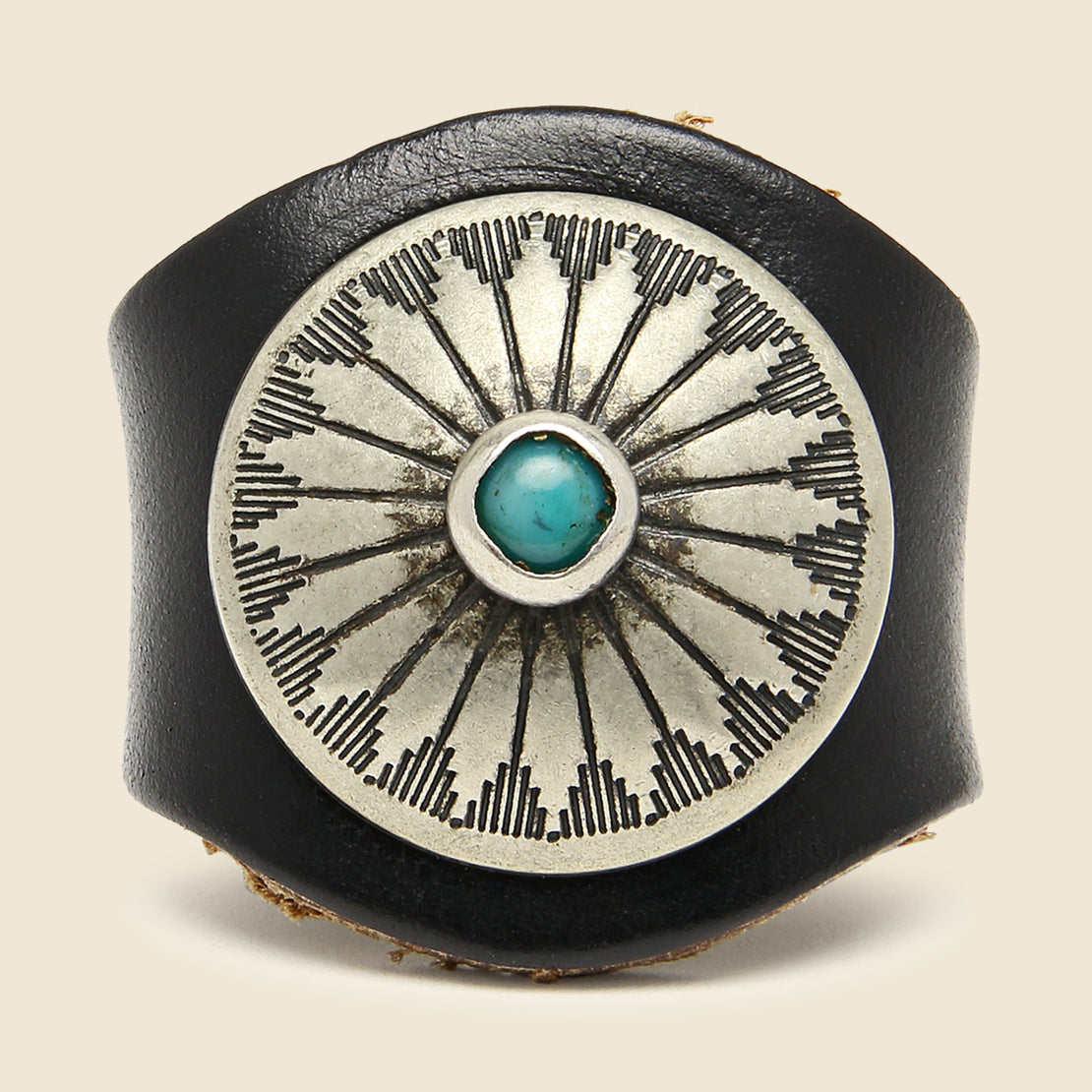 Yuketen Concho Ring - Leather/Turquoise