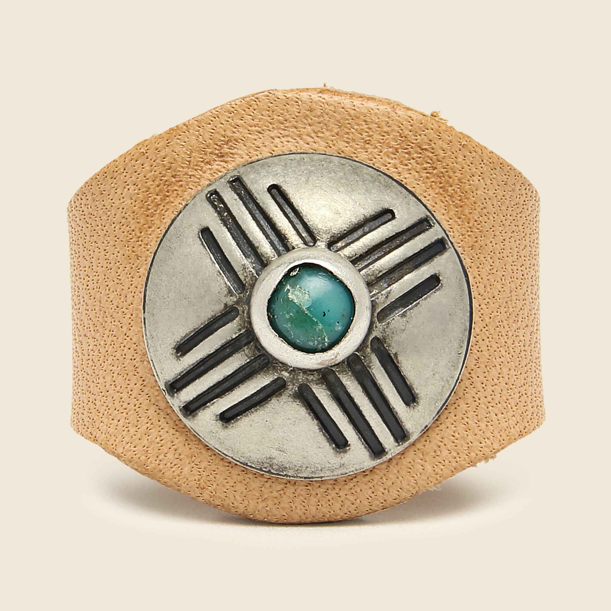 Concho Ring Jr. - Leather/Turquoise