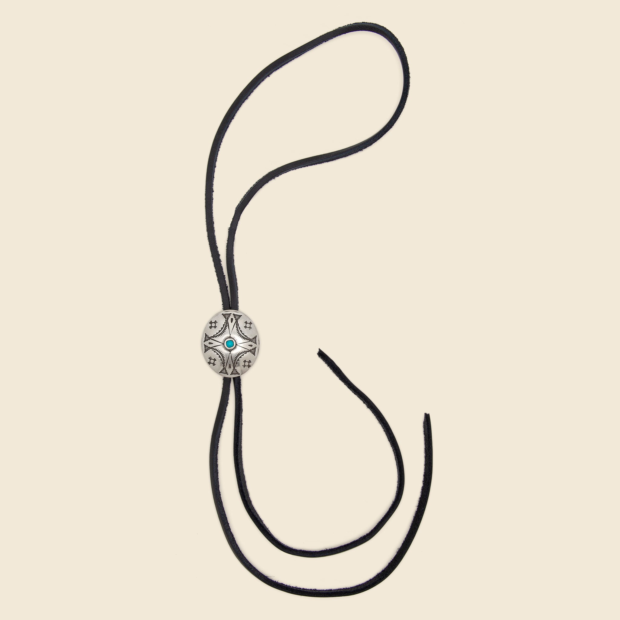 Leather Bolo Tie - Nickel Silver/Turquoise/Leather - Yuketen - STAG Provisions - Accessories - Necklaces