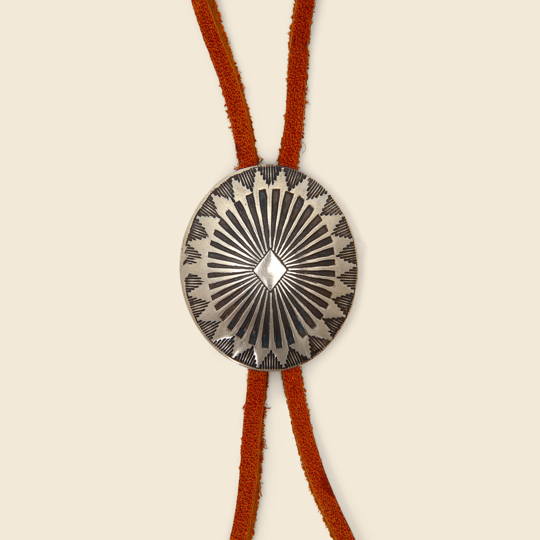 Leather Bolo Tie - Brown/Sunburst Concho - Yuketen - STAG Provisions - W - Accessories - Necklace