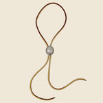 Leather Bolo Tie with Concho - Brown/Turquoise - Yuketen - STAG Provisions - Accessories - Necklaces