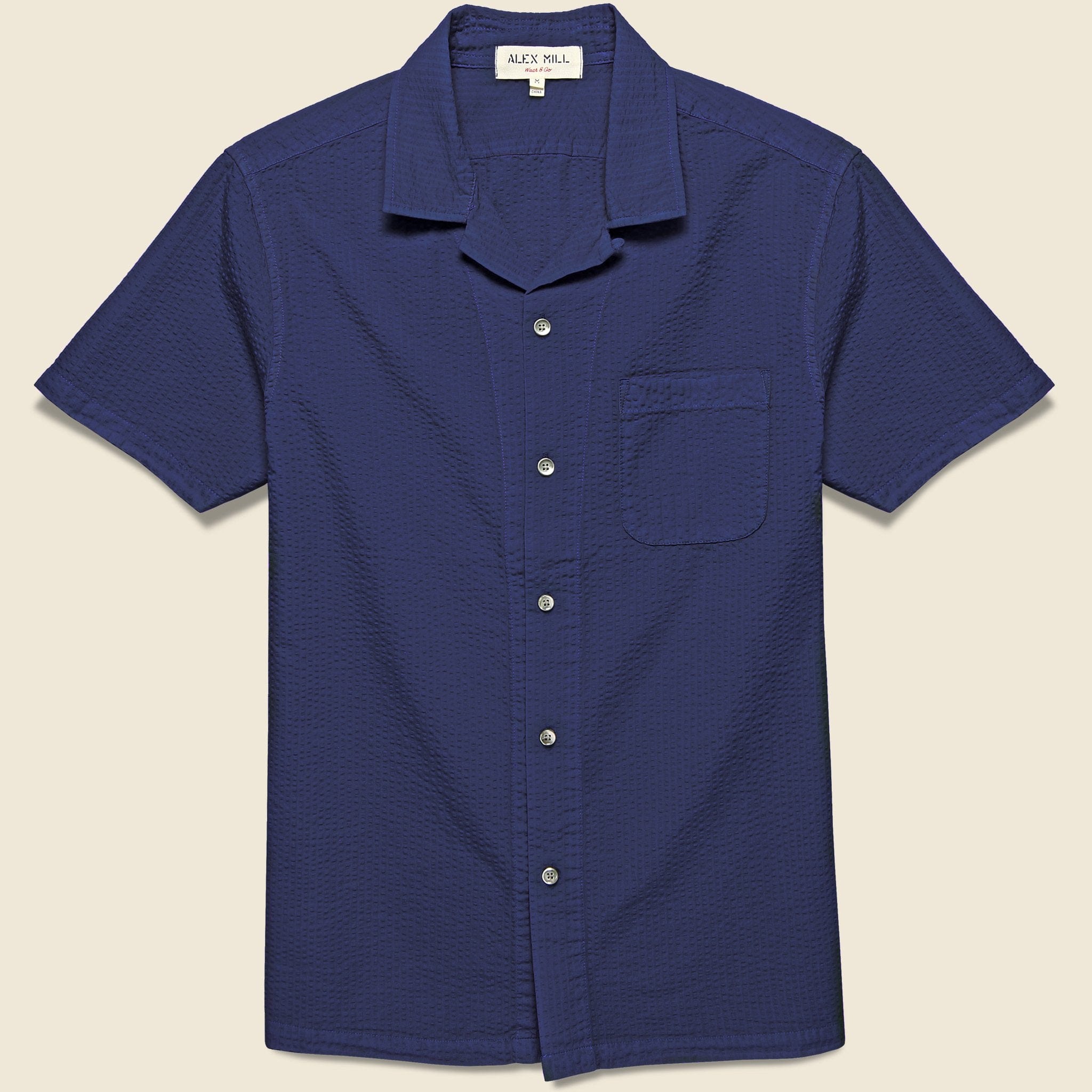 Seersucker Camp Shirt - Navy - Alex Mill - STAG Provisions - Tops - S/S Woven - Other Pattern