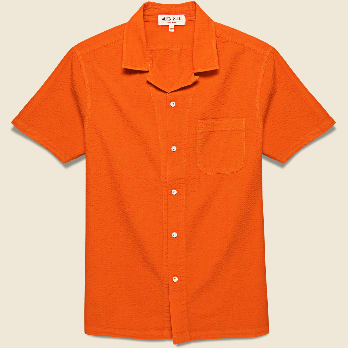 Seersucker Camp Shirt - Burnt Orange