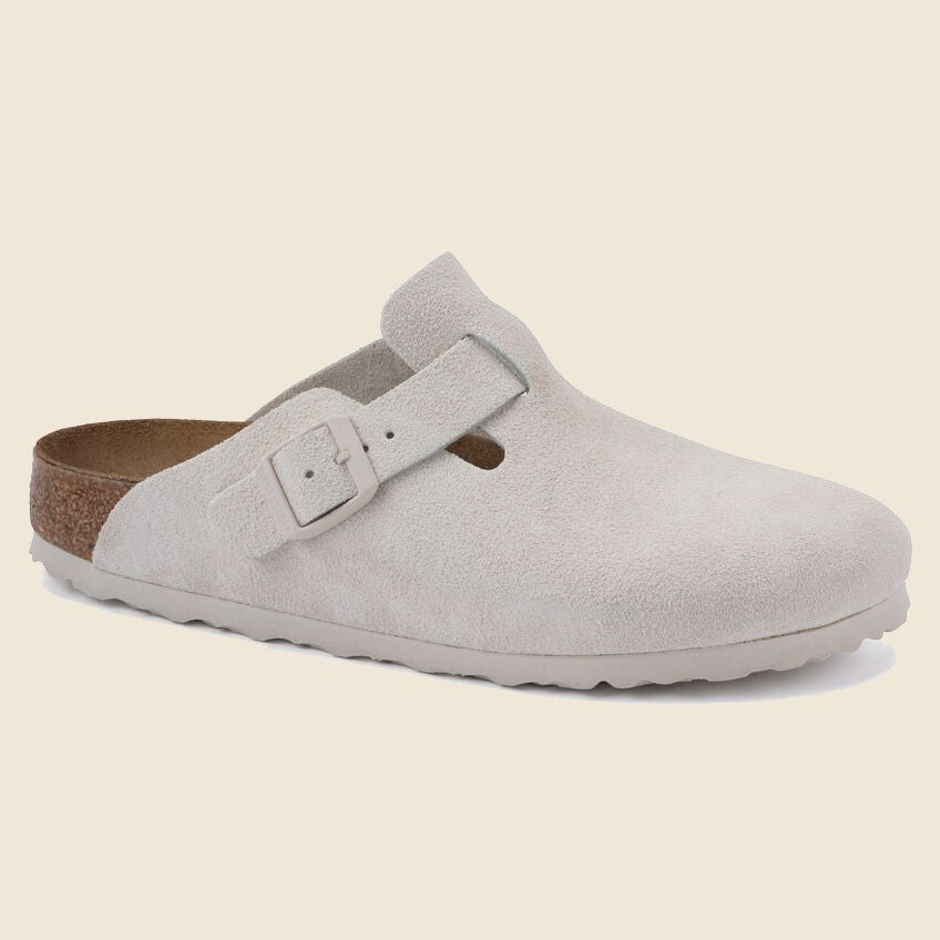 Boston Suede Clog - Antique White - Birkenstock - STAG Provisions - W - Shoes - Sandals
