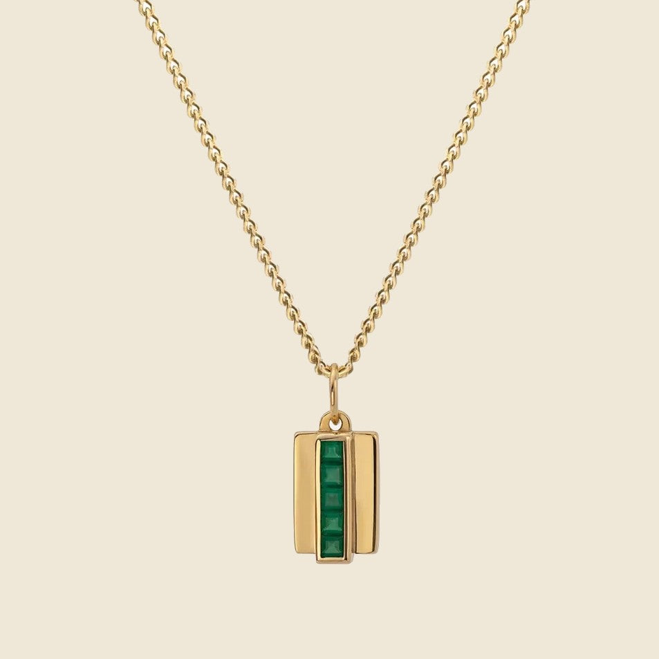 Miansai Vertigo Pendant Necklace - Gold Vermeil/Green Agate