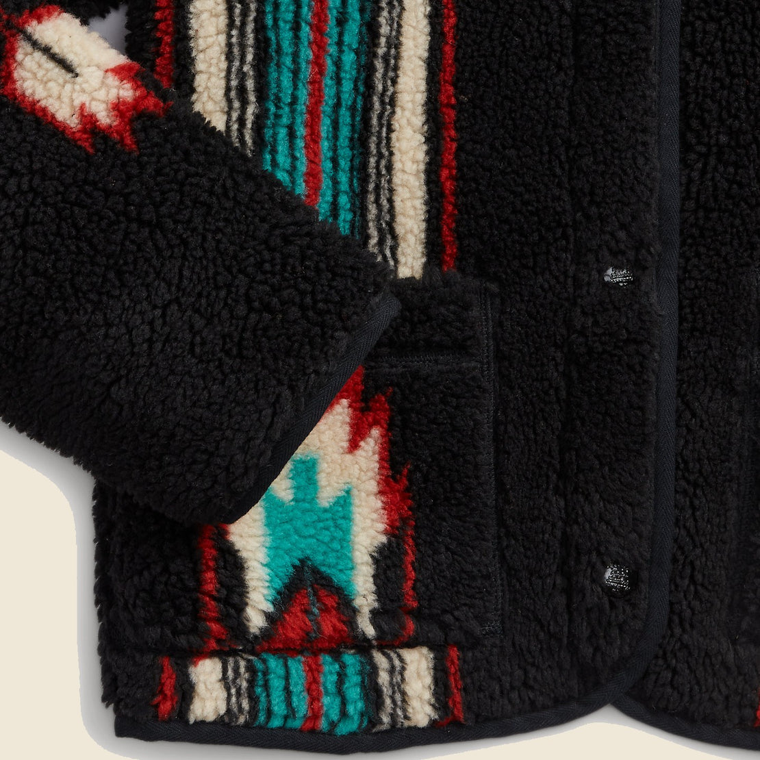 Fleece Jacquard Liner Jacket - Black/Red Multi - RRL - STAG Provisions - W - Outerwear - Coat/Jacket