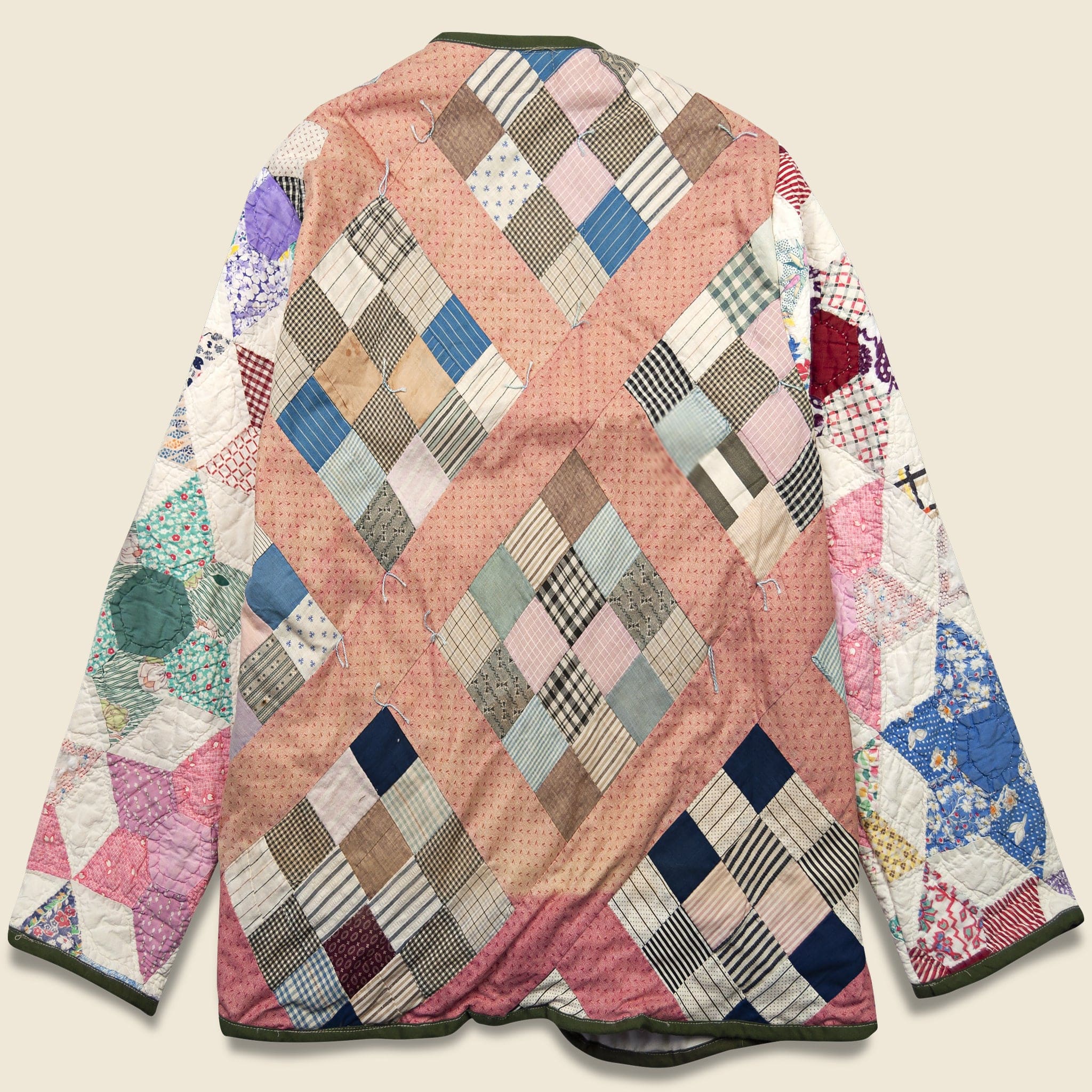 
                          Scofield Diamond w/ Tassles Quilt Kimono - Pink/Blue - Vintage - STAG Provisions - W - One &amp; Done - Apparel
                        